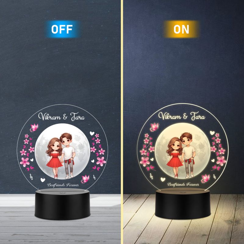 Personalized Best Friends Forever Theme LED Night Light, Custom with Names, Warm White Light Gift for Best Friend